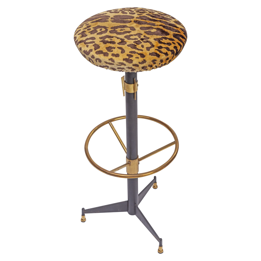 Leopard Mid-Century Brass Bar Stool - set of 2