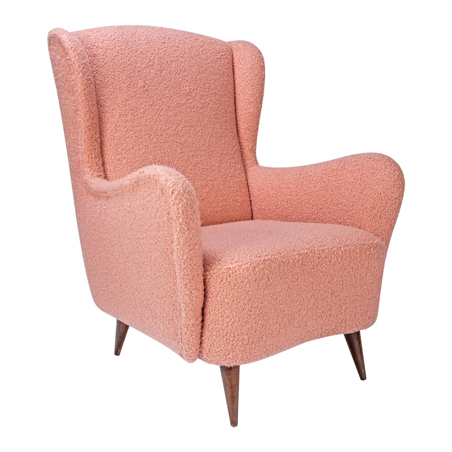 Pink Bouclé Lounge Chairs  - Set of 2
