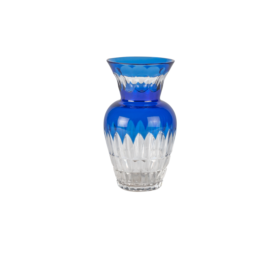 Val Saint Lambert Blue Crystal Vase