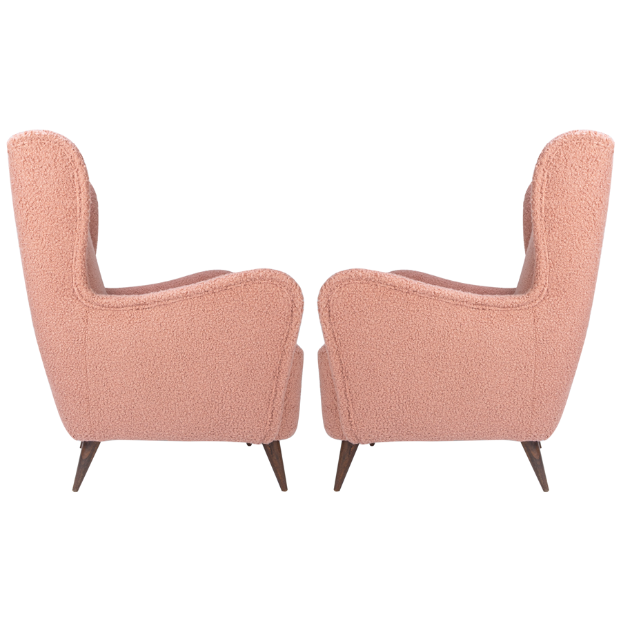 Pink Bouclé Lounge Chairs  - Set of 2