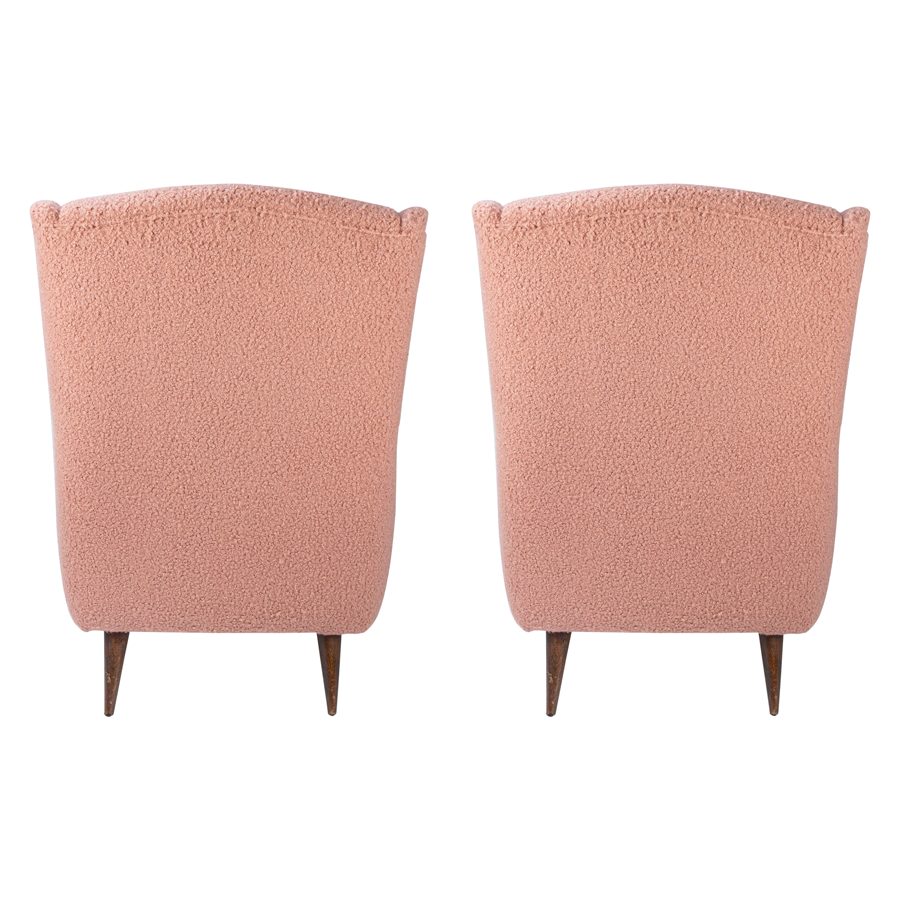 Pink Bouclé Lounge Chairs  - Set of 2