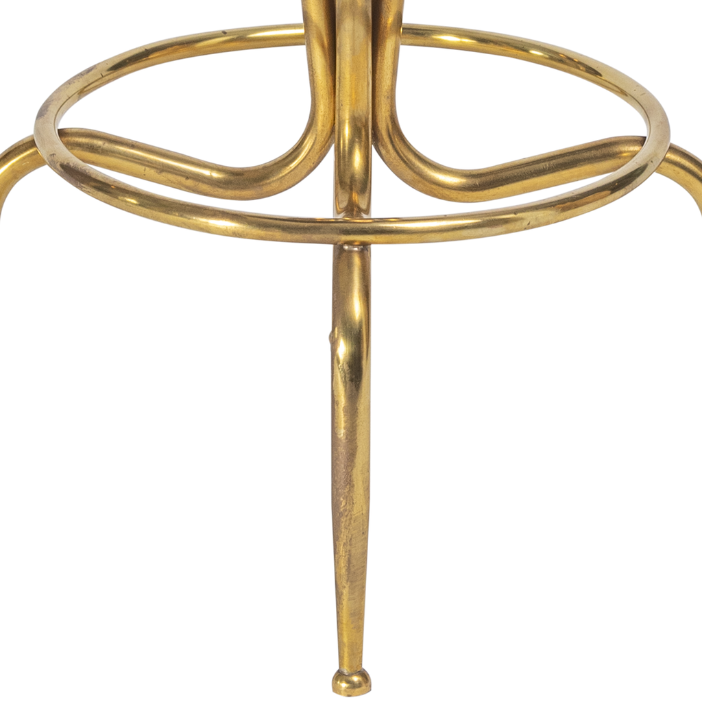 Gold Mohair Velvet Italian Brass Bar Stools - set of 2
