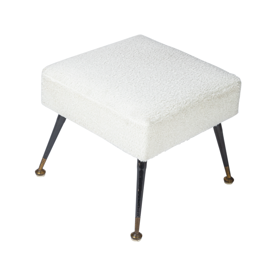 White Bouclé Stool