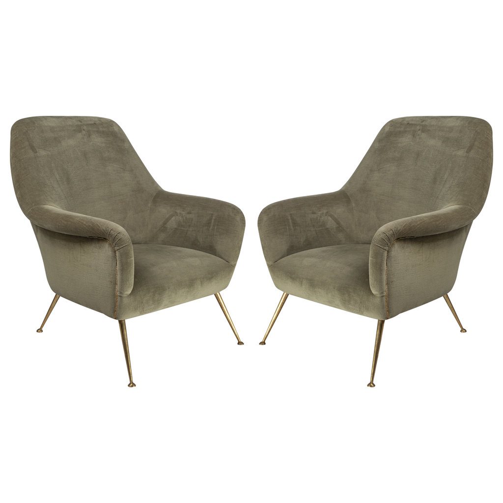 Vintage Pair of Italian Armchairs by Minotti