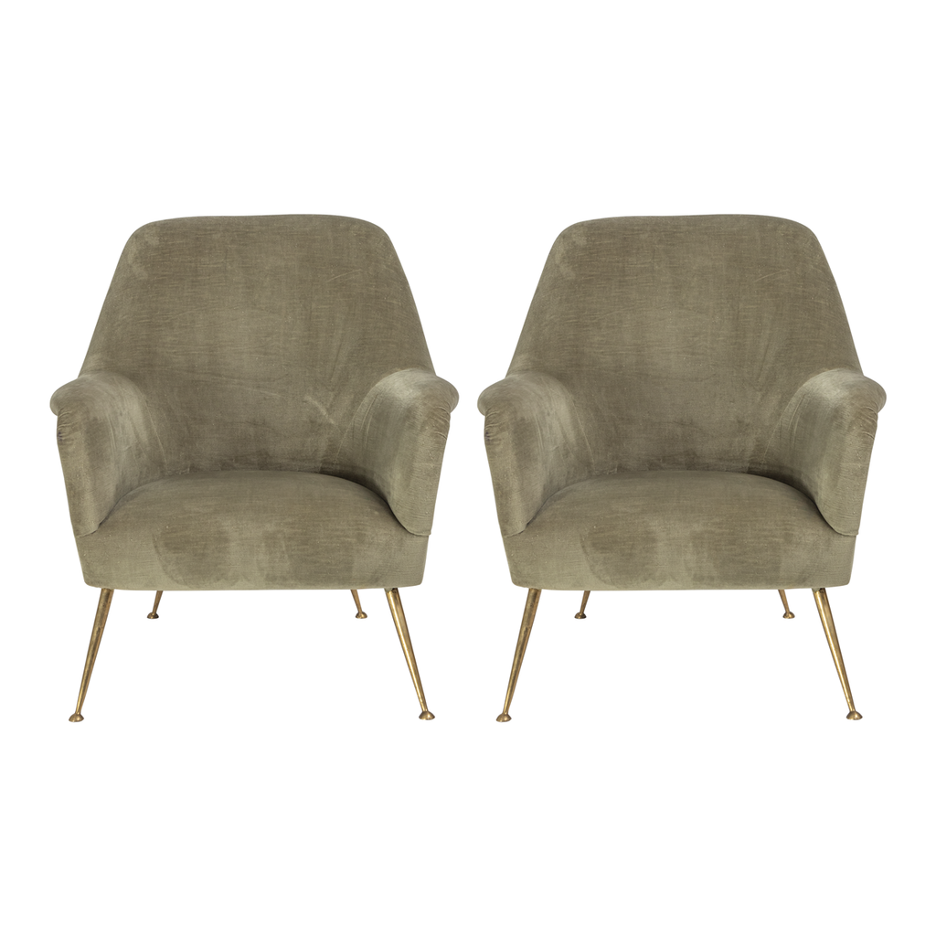 Vintage Pair of Italian Armchairs by Minotti