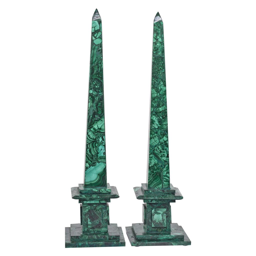 Malachite Obelisks with Stepped Base
