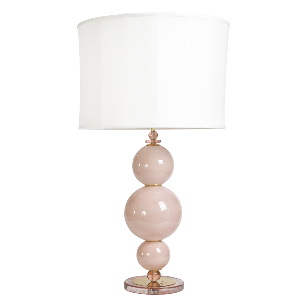 Opaque Blush Pink Murano Ball and Glass Bead Lamps