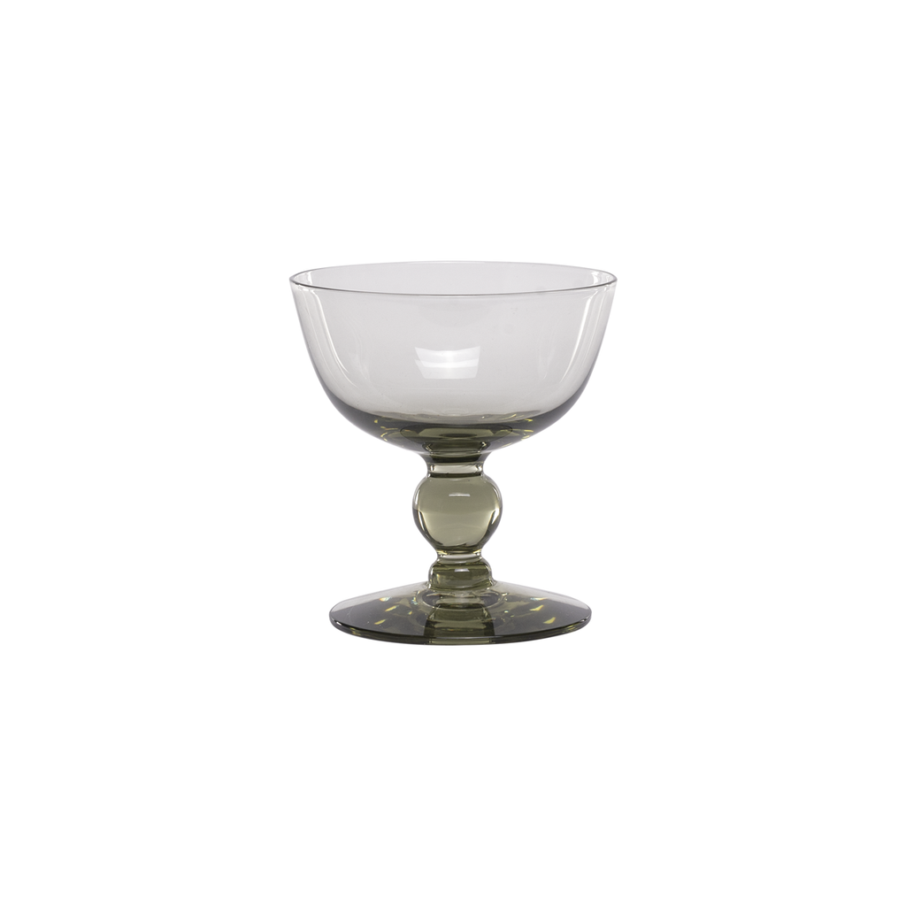 Vintage Smoked Green Coupes - Set of 6