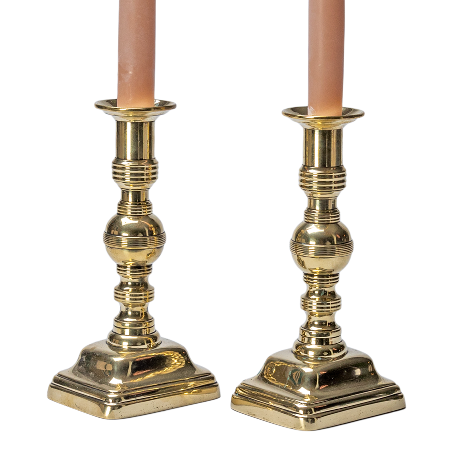 Short Brass Candlesticks - Set