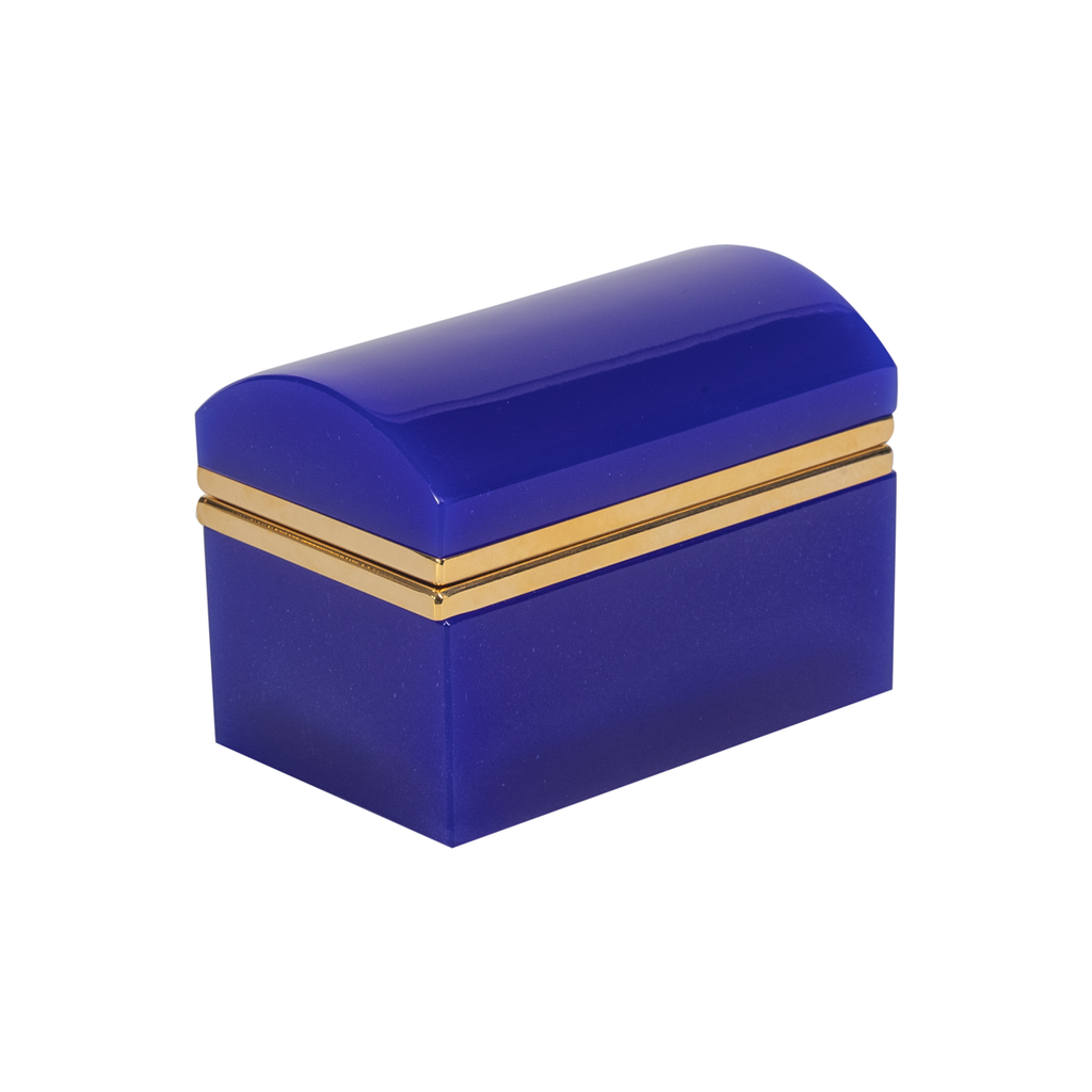 Italian Cobalt Murano Glass Box with Gold Details