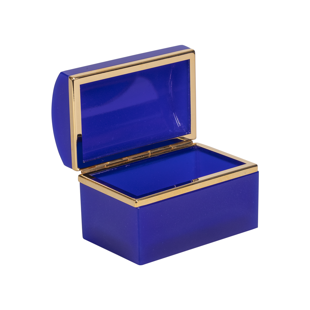 Italian Cobalt Murano Glass Box with Gold Details