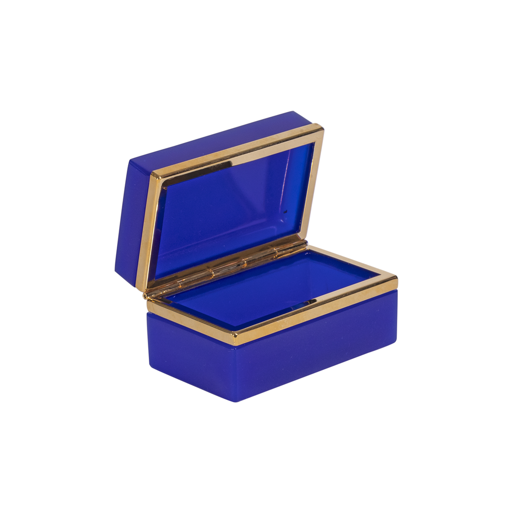 Cobalt Italian Opaline Box with Brass Detail
