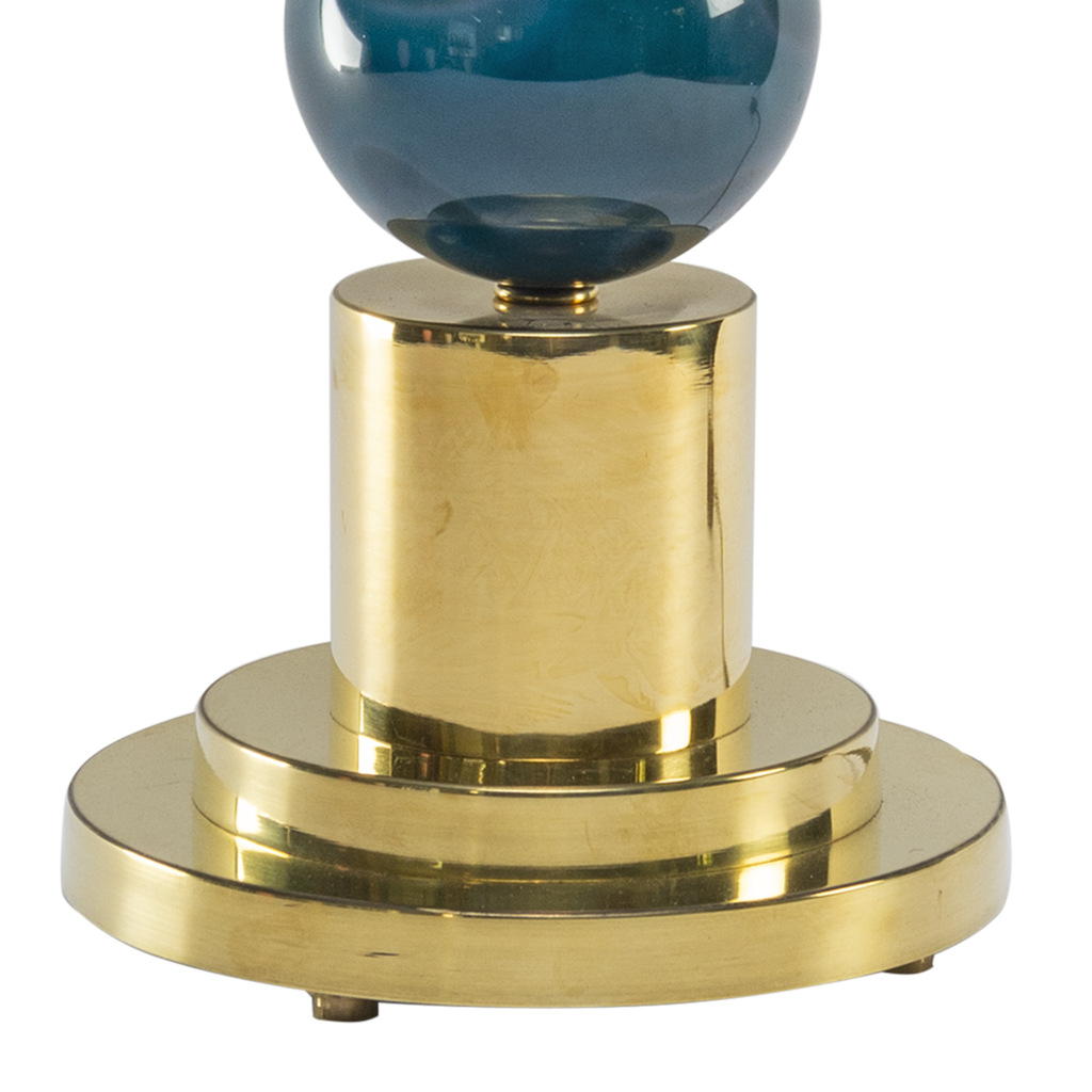 Pair of Italian Brass and Blue Agate Lamps