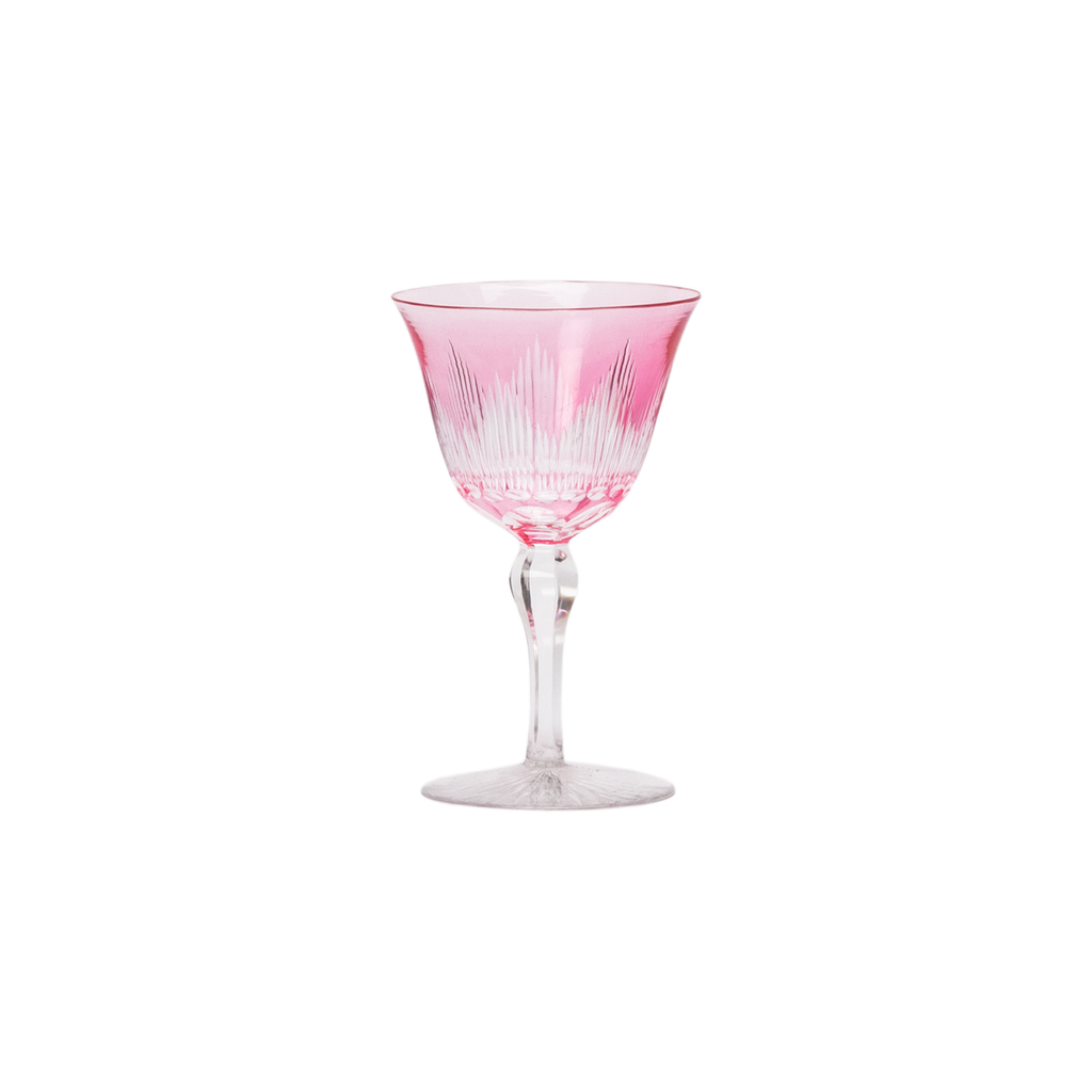 Pink Crystal Cordial Glasses - Set of 9