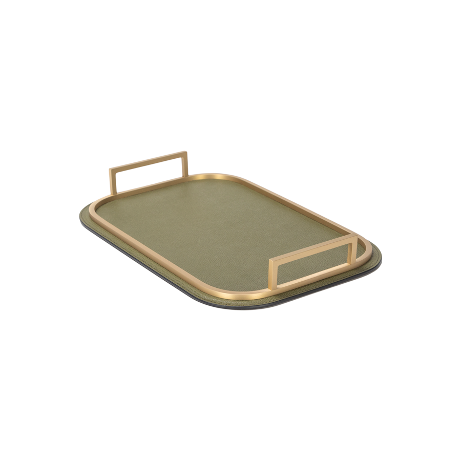 Rectangle Bellini Leather Tray by Giobagnara