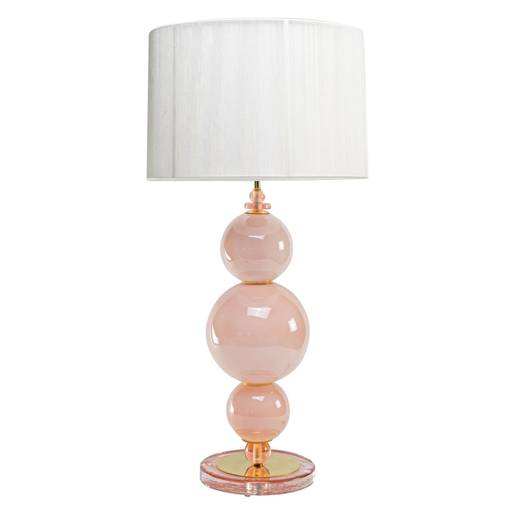 Opaque Blush Pink Murano Ball and Glass Bead Lamps