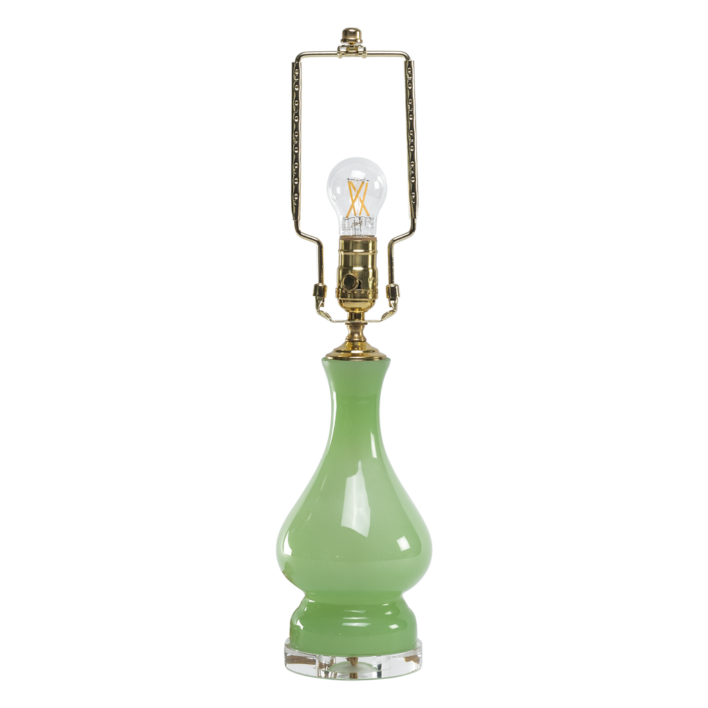 Pair of Vintage Green Italian Opaline Lamps