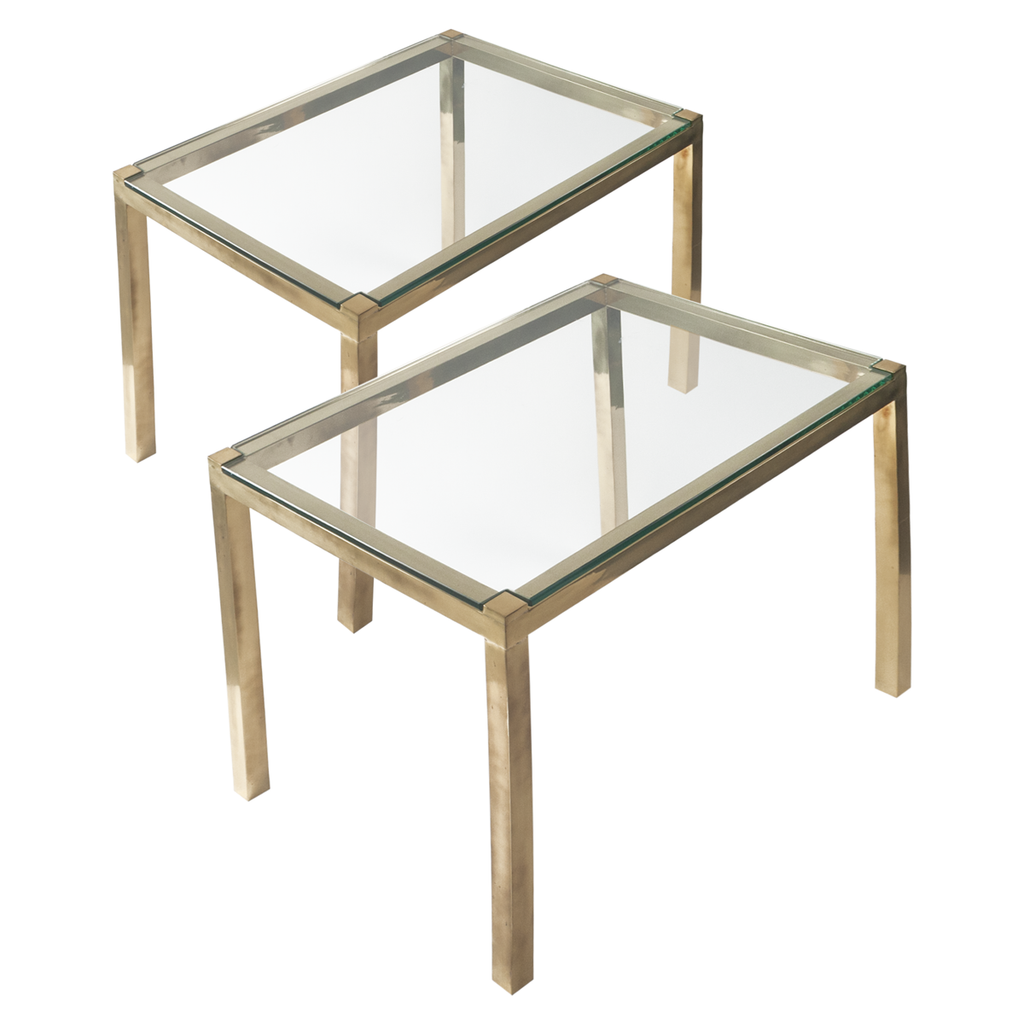 Pair of Brass and Glass Side Tables