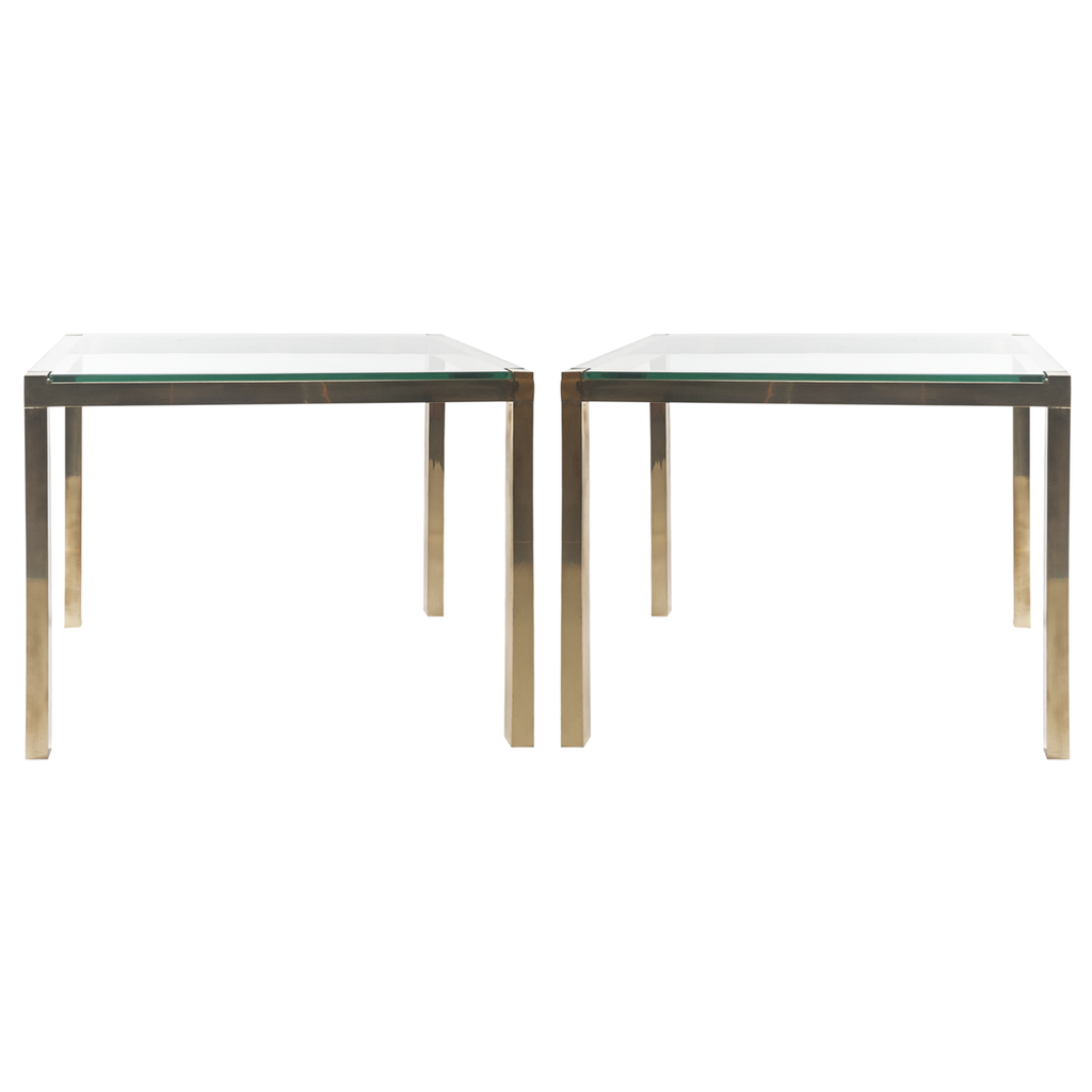 Pair of Brass and Glass Side Tables