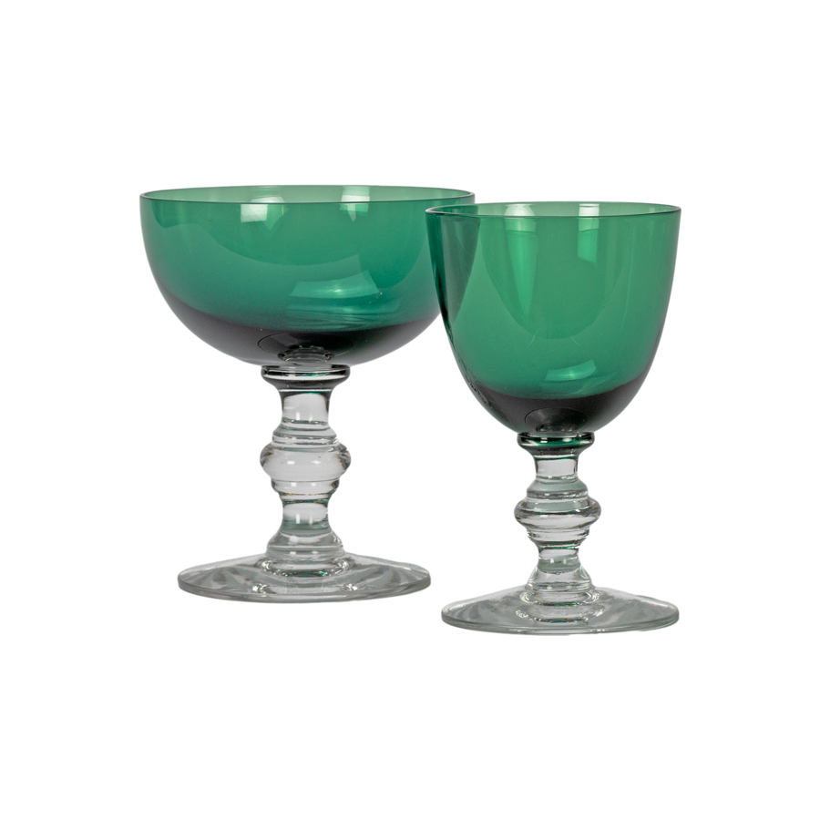 Forest Green Cordial Glasses- Set of 9