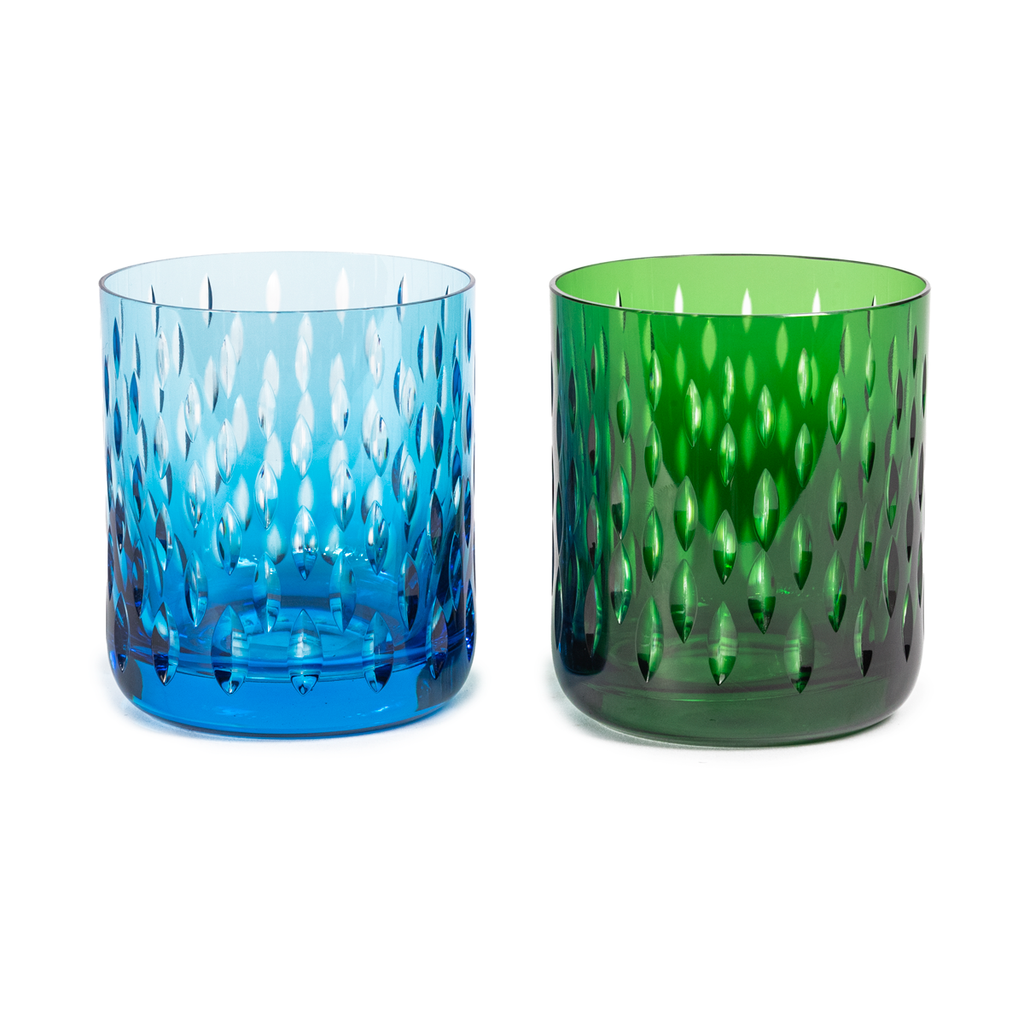 Diamond Cut Crystal Cocktail Glasses - Sets of 2