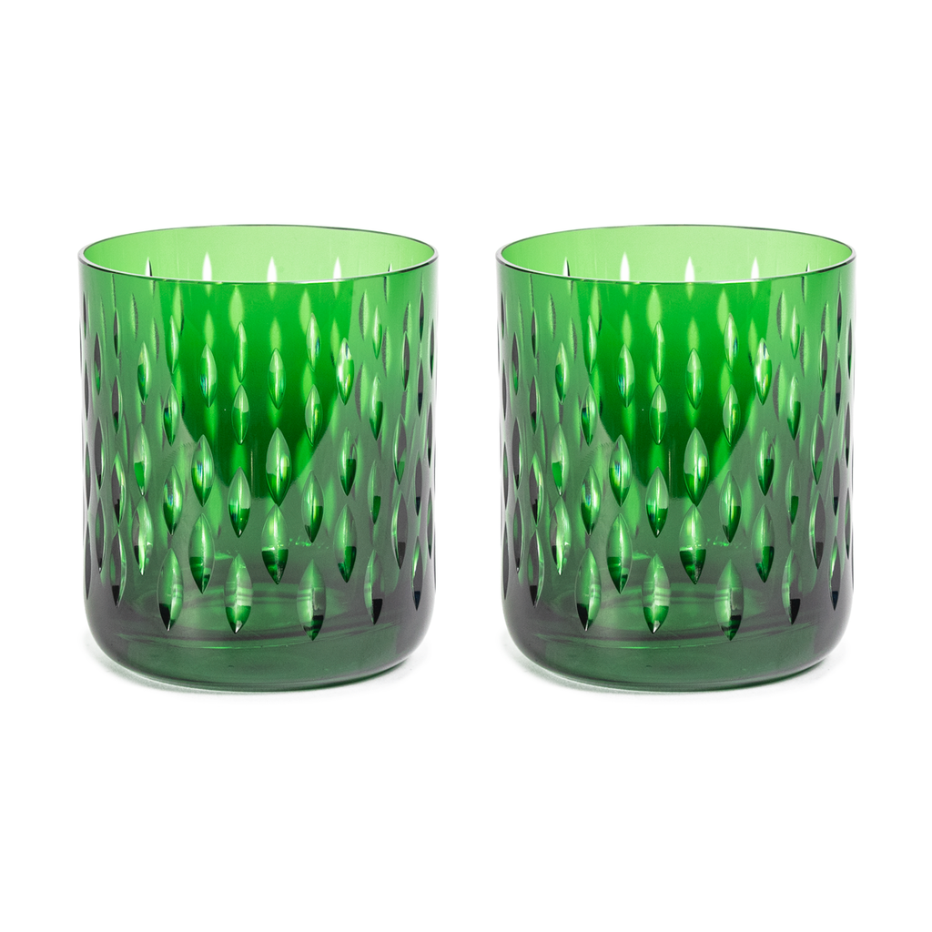 Diamond Cut Crystal Cocktail Glasses - Sets of 2