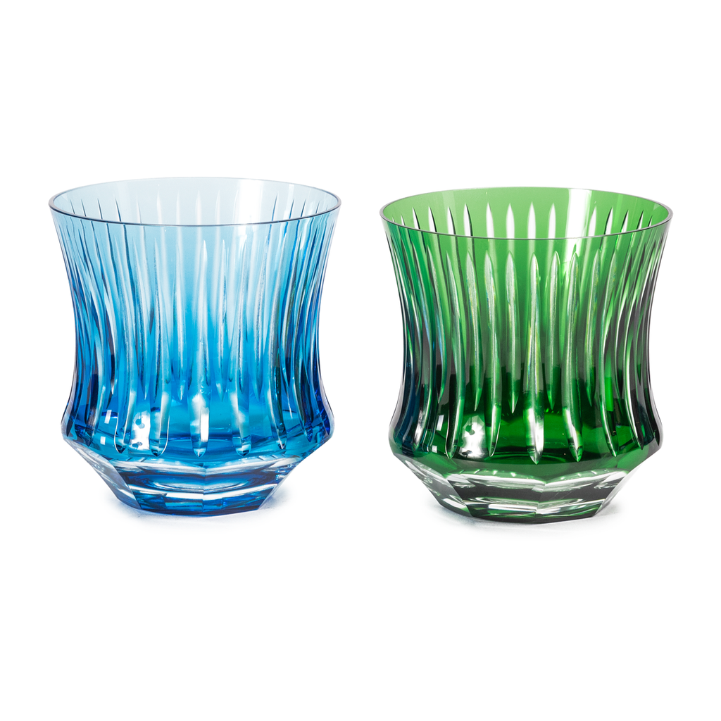 Stripe Cut Crystal Double Old Fashion - Set of 2