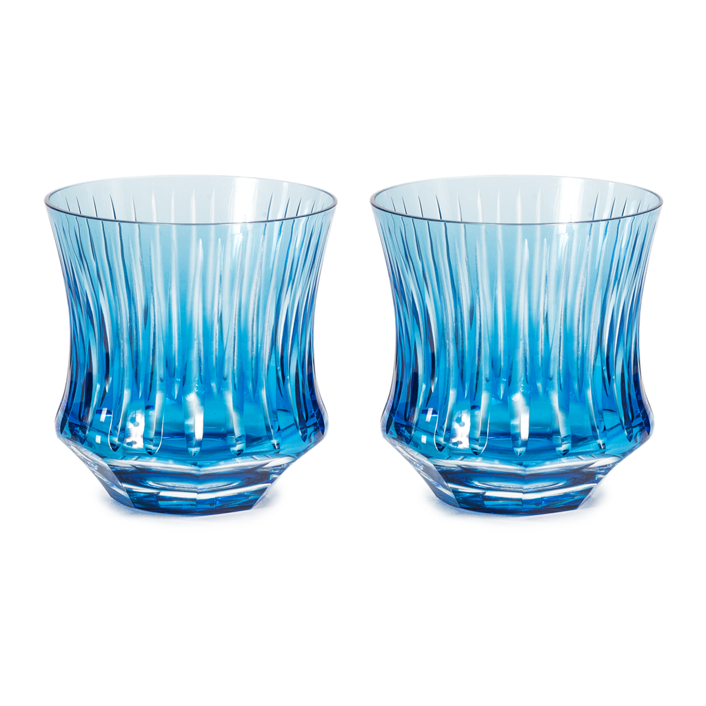 Stripe Cut Crystal Double Old Fashion - Set of 2
