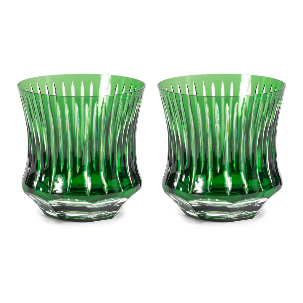 Stripe Cut Crystal Double Old Fashion - Set of 2