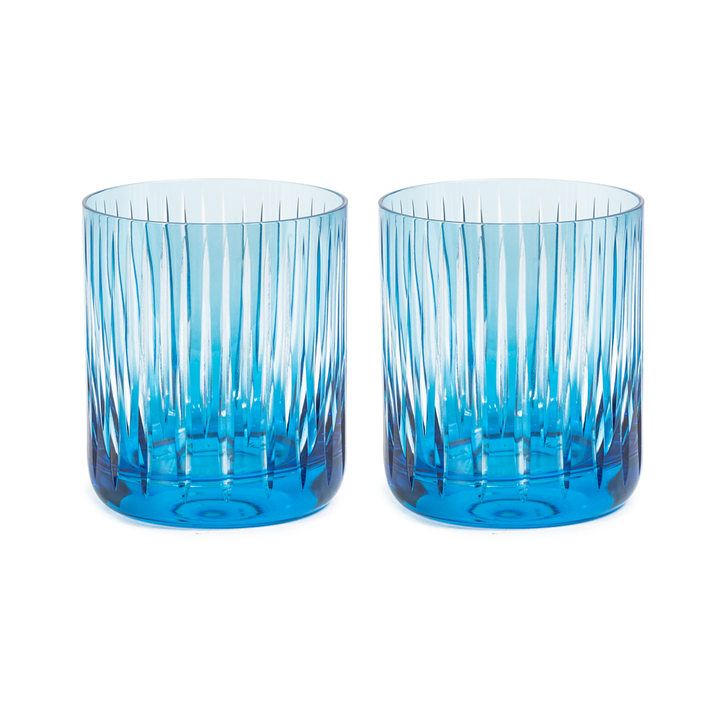 Line Cut Crystal Cocktail Glasses - Sets of 2