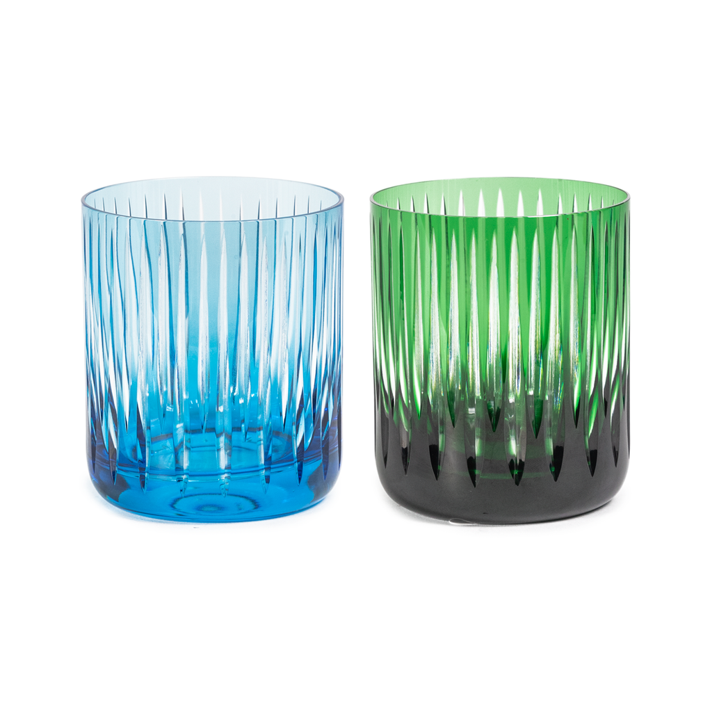 Line Cut Crystal Cocktail Glasses - Sets of 2