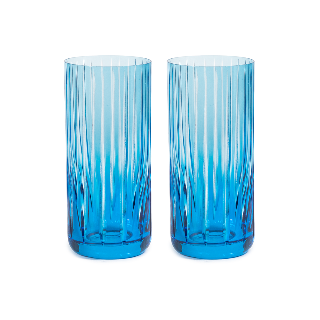 Line Cut Crystal Cocktail Glasses - Sets of 2