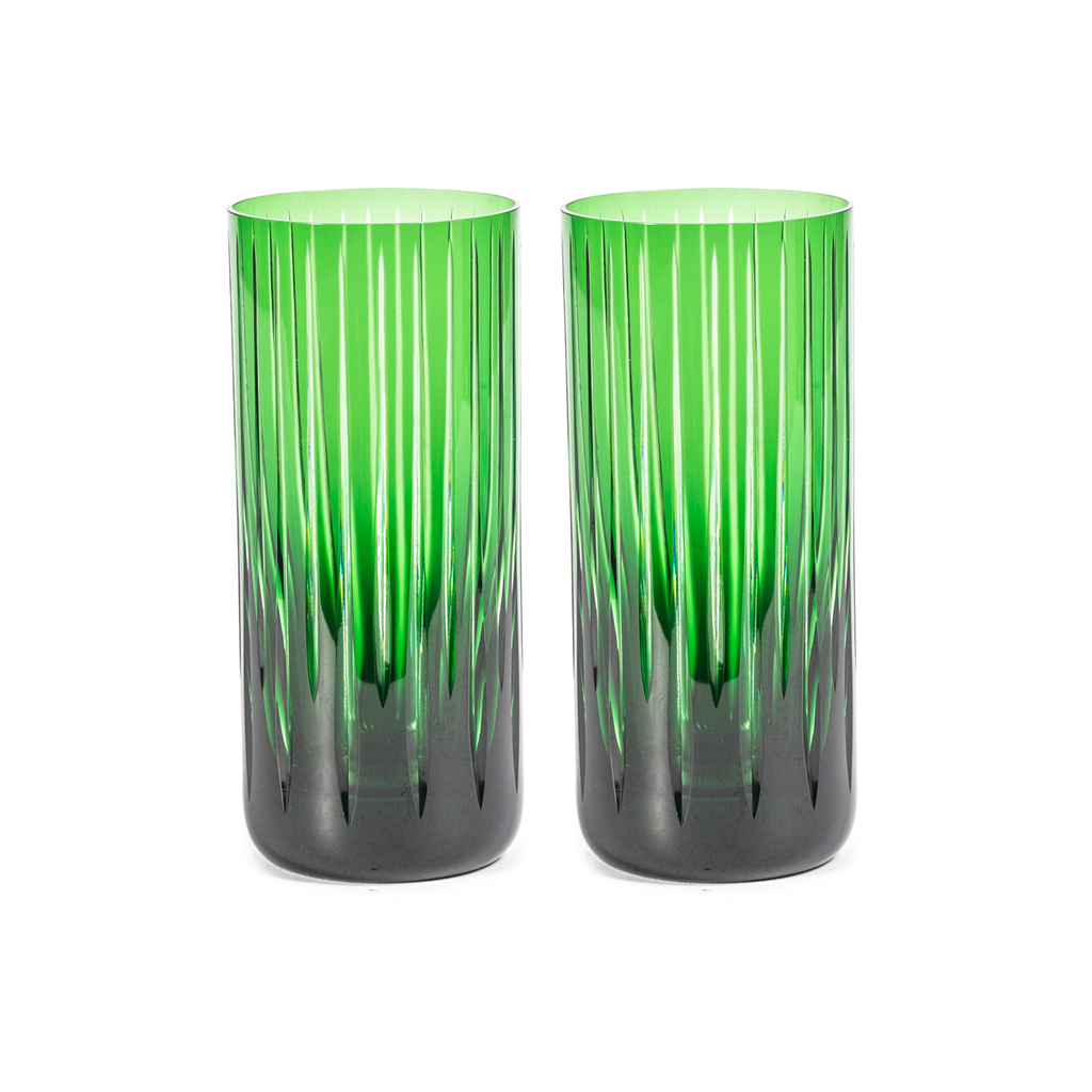 Line Cut Crystal Cocktail Glasses - Sets of 2