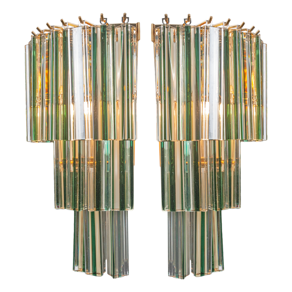 1960s Venini Green and Amber Sconces