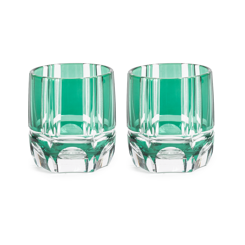 Japanese Cut Crystal Whiskey Glasses - Set of 2