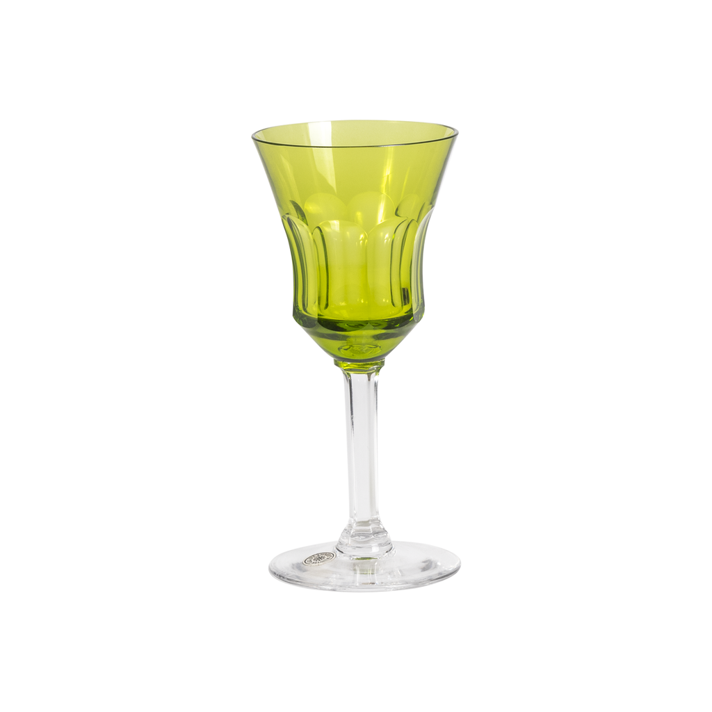 Green Crystal Wine/ Cordial Glasses - Set of 6
