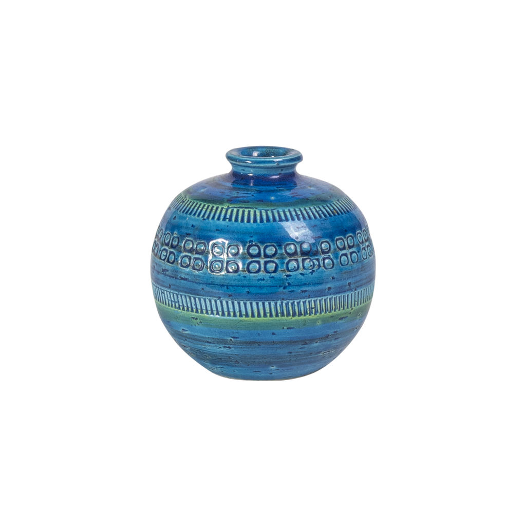 Blue Italian Bitossi Round Vase, by Flavia Montelupo