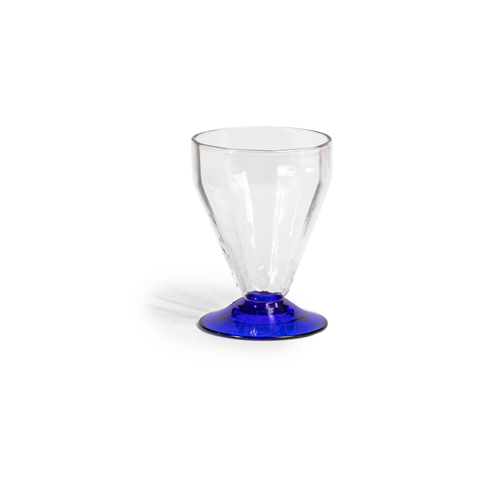 Clear Cordial Glasses with Cobalt Blue Base - Set of 8