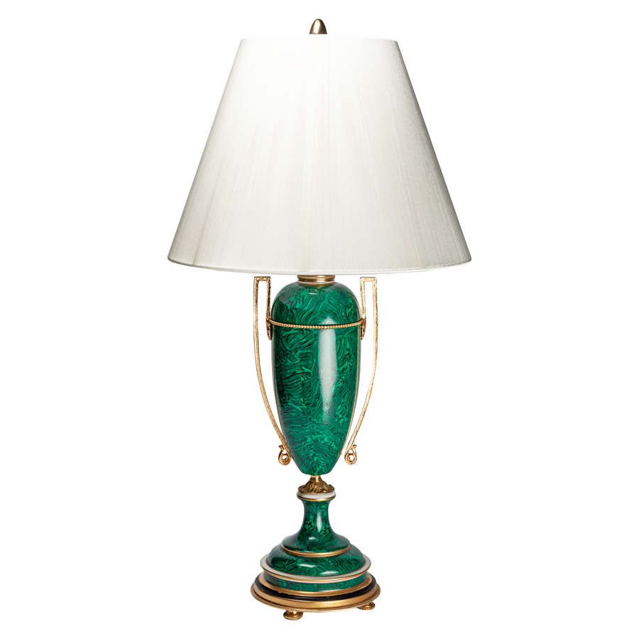 Frederick Cooper Faux Malachite Porcelain Lamps