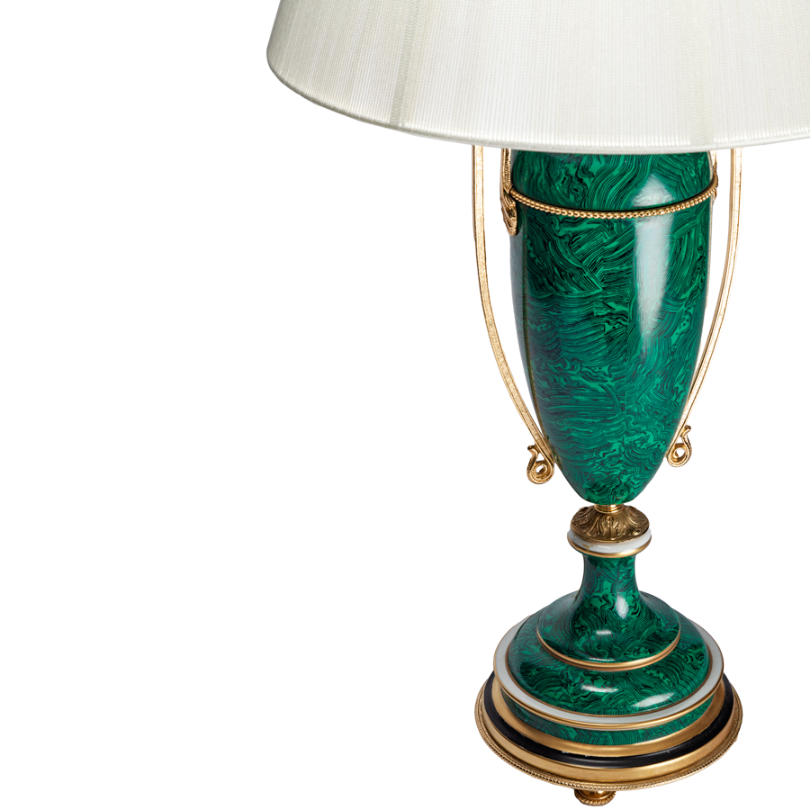 Frederick Cooper Faux Malachite Porcelain Lamps