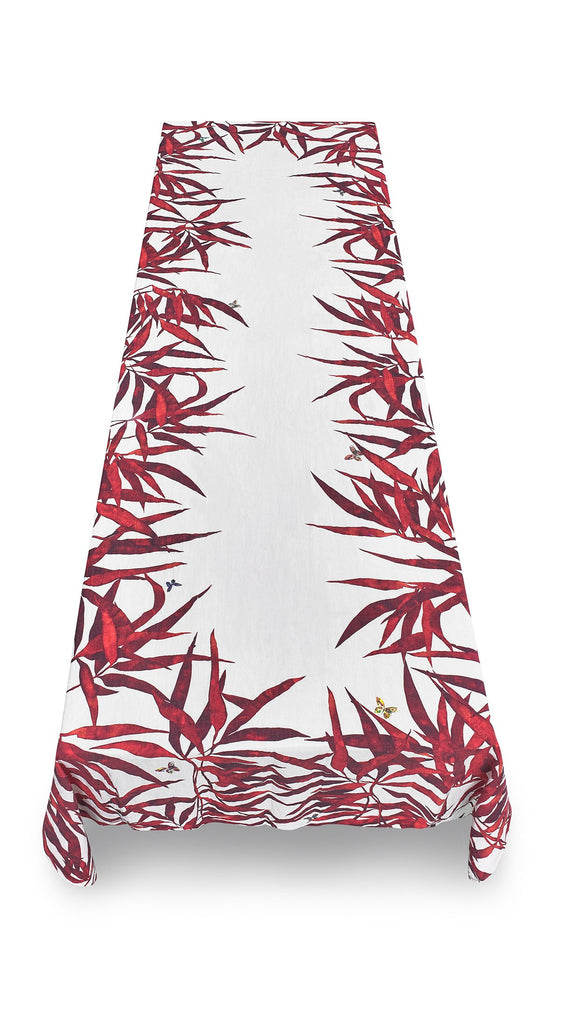 Les Palmiers Red Linen Tablecloth by Summerill & Bishop