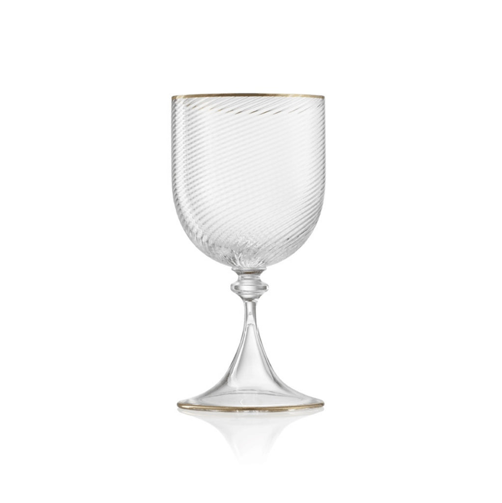 Murano Stemware, Water Glass by Nason Moretti, Double Gold  - sets of 6