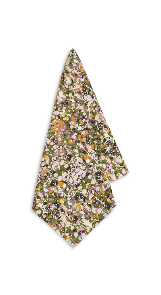 Marble Linen Napkin in Green, Rose Pink & Orange by Summerill & Bishop