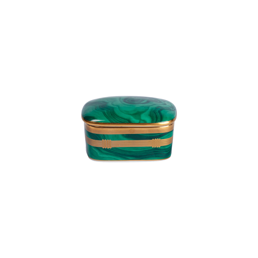 Christian Dior Gaudron Malachite Fine China 24kt Gold Trinket Box