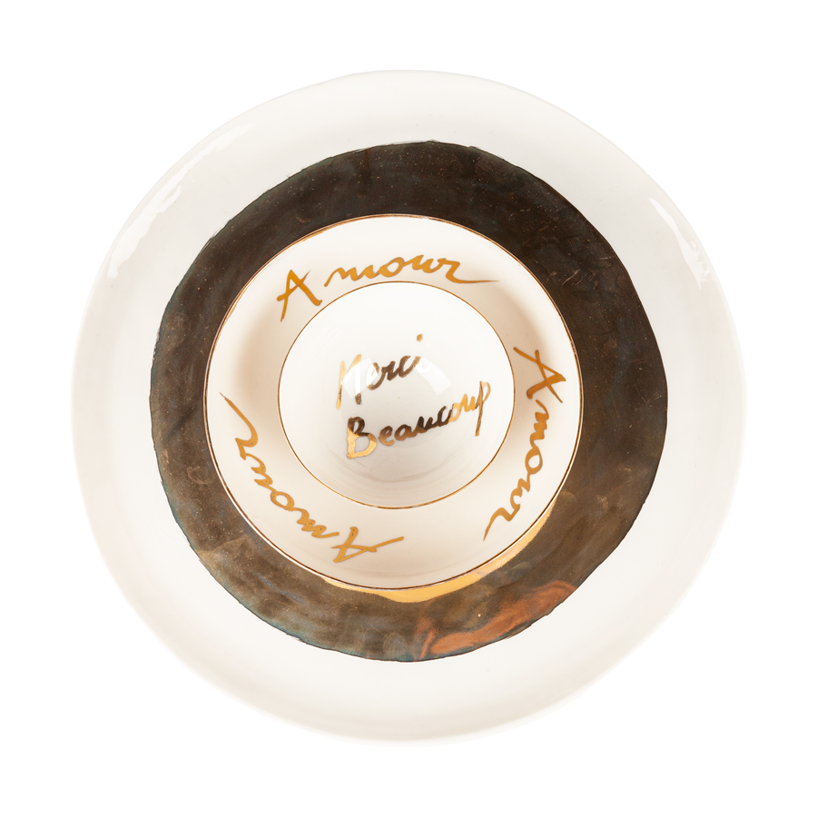 Italian Raw Porcelain - White Bowl "3 x Amour"
