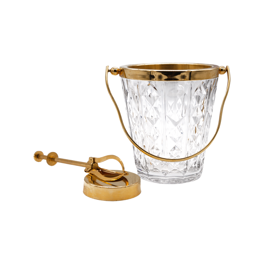 Vintage Val St Lambert Crystal Cocktail Ice Bucket + Pince
