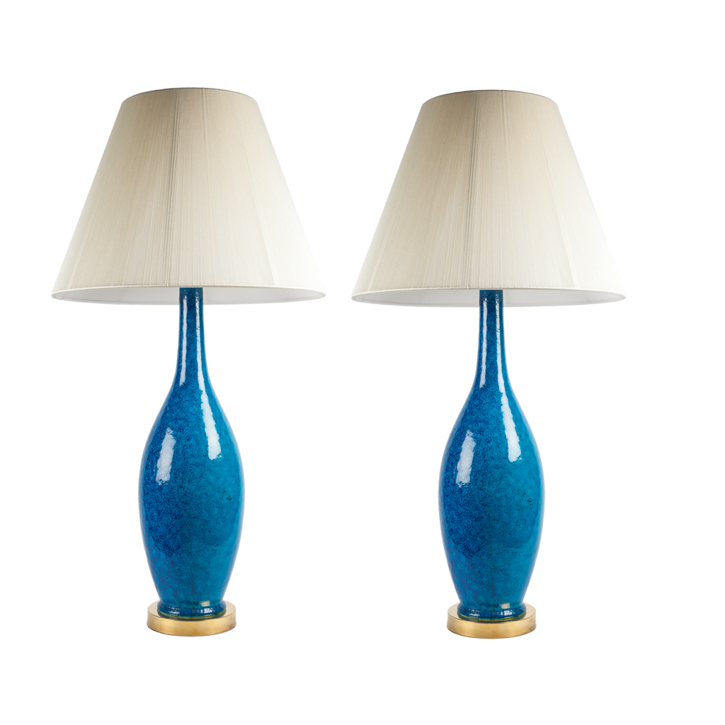 Midcentury Blue Ceramic Lamp