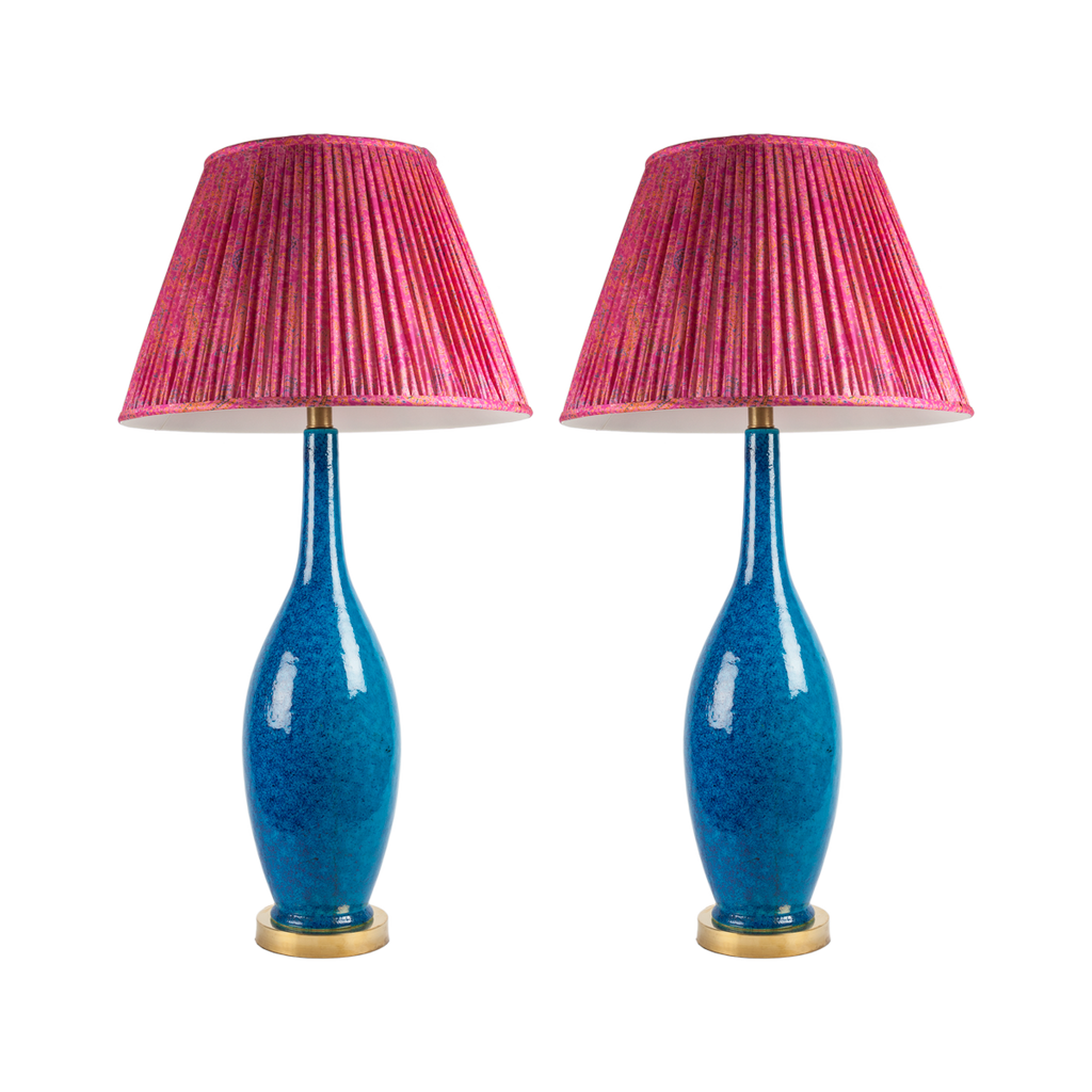 Midcentury Blue Ceramic Lamp