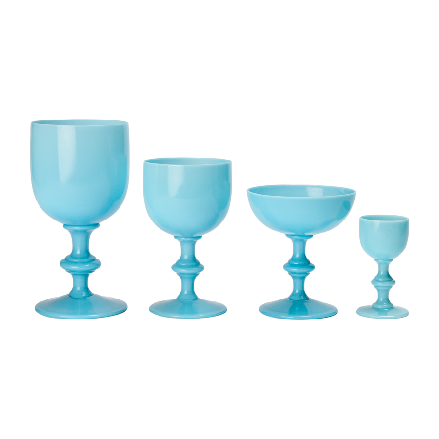 Red Wine Glasses French Portieux Vallerysthal  Blue Opaline - Set of 6