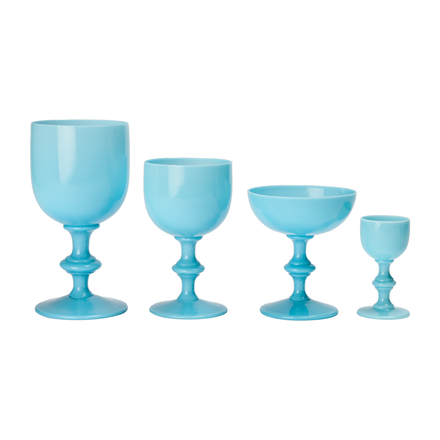 Coupe Glasses French Portieux Vallerysthal  Blue Opaline - Set of 6